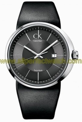 Calvin Klein Watches : K0H21107 Quartz Analog Date Black Leather Men Watch