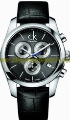 Calvin Klein Watches : K0K27161 Quartz Chronogarph Date Black Leather Men Watch