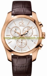 Calvin Klein Watches : K0K27620 Quartz Silver Dial Date Brown Leather Men Watch