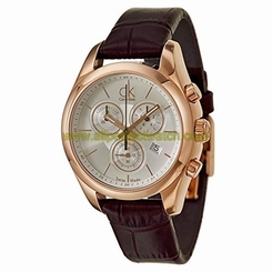 Calvin Klein Watches : K0K28620 Quartz Chronograph Date Rose Gold Plated Stainless Steel Case Brown Leather Men Watch