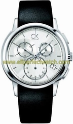 Calvin Klein Watches : K1V27820 Quartz Chronograph Date Black Lather Men Watch