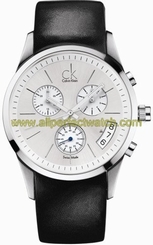 Calvin Klein Watches : K2247126 Quartz Chronograph Black Leather Men Watch