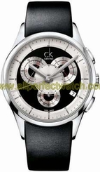 Calvin Klein Watches : K2A27102 Quartz Chronograph Date Dial Black Leather Men Watch