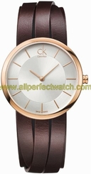 Calvin Klein Watches : K2R2L6G6 Quartz Silver Dial Brown Leather Women Watch