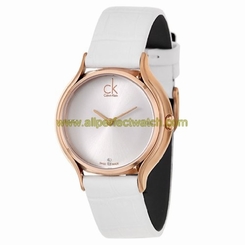 Calvin Klein Watches : K2U236KW Quartz Silver Dial White Leather Women Watch