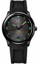 Calvin Klein Watches : K2V214DX Quartz Dial Black with Three Hand Movement, Date Window and Green Detailing Men Watch