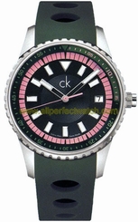 Calvin Klein Watches : K3211578 Green Rubber Strap Challenge Ext Men Watch