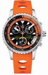 Calvin Klein Watches : K3217275 Orange Rubber Strap Challenge Ext Men Watch