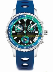 Calvin Klein Watches : K3217377 Blue Sillicon Strap Challenge Ext Men Watch