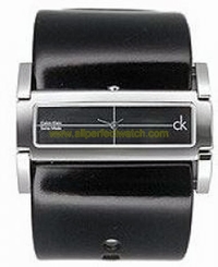 Calvin Klein Watches : K4423102 Black Leather Strap Dress Horizontal Women Watch
