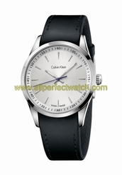 Calvin Klein Watches : K5A311C6 Quartz Silver Dial Black Leather Men Watch