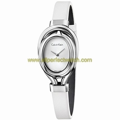 Calvin Klein Watches : K5H231K6 Quartz Analog White Satin Strap Women Watch