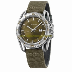Calvin Klein Watches : K5Y31XWL Quartz Analog Date Green Fabric Men Watch
