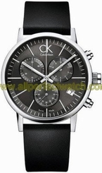 Calvin Klein Watches : K7627107 Quartz Chronograph Date Black Leather Men Watch