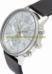 Calvin Klein Watches : K7627120 Quartz Chronograph Date Black Leather Men Watch