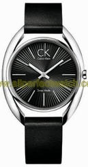 Calvin Klein Watches : K9122107 Black leathertrap Women Watch