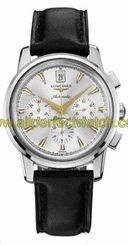 Longines Watches : L1.641.4.75.2 Automatic Chronograph Date Black Leather Men Watch