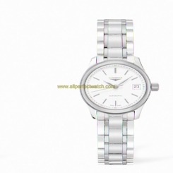 Longines Watches : L2.128.5.12.7 Automatic White Dial 18ct Yellow Gold With 18ct Gold And Stainless Steel Bracelet Women Watch