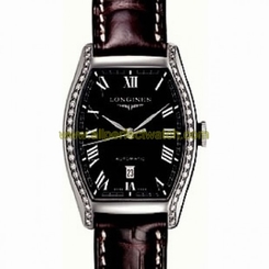 Longines Watches : L2.142.0.50.4 Automatic Black Dial Stainless Steel Case With Brown Leather Strap Women Watch