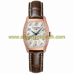 Longines Watches : L2.142.9.73.4 Automatic Silver Dial 18ct Rose Gold Case With Brown Leather Strap Women Watch