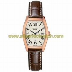 Longines Watches : L2.155.8.71.2 Quartz Silver Dial 18ct Rose Gold Case With Brown Leather Strap Women Watch