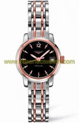 Longines Watches : L2.263.5.52.7 Automatic Black Dial 18ct Rose Gold And Stainless Steel Women Watch