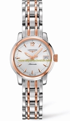 Longines Watches : L2.263.5.72.7 Automatic Silver Dial 18ct Rose Gold And Stainless Steel Women Watch
