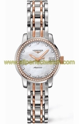 Longines Watches : L2.263.5.87.7 Automatic Silver Dial 18ct Rose Gold And Stainless Steel Women Watch