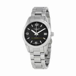 Longines Watches : L2.385.4.56.6 Black Dial Fixed Stainless Steel Band Men Watch