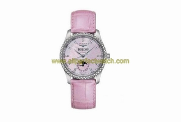 Longines Watches : L2.503.0.97.3 Automatic Pink Dial Stainless Steel Case With Pink Leather Strap Women Watch