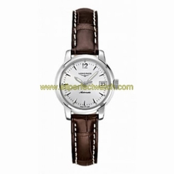 Longines Watches : L2.563.4.72.0 Automatic Silver Dial Stainless Steel case With Brown Leather Strap Women Watch