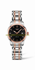 Longines Watches : L2.563.5.52.7 Automatic Black Dial 18ct Rose Gold And Stainless Steel Women Watch