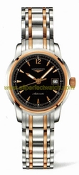 Longines Watches : L2.563.5.59.7 Automatic Black Dial 18ct Rose Gold And Stainless Steel Women Watch