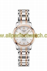 Longines Watches : L2.563.5.72.7 Automatic Silver Dial 18ct Rose Gold And Stainless Steel Women Watch