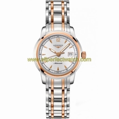 Longines Watches : L2.563.5.79.7 Automatic Silver Dial 18ct Rose Gold And Stainless Steel Women Watch