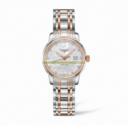 Longines Watches : L2.563.5.87.7 Automatic White Mother Of Pearl Dial 18ct Rose Gold And Stainless Steel Women Watch
