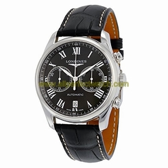 Longines Watches : L2.629.4.51.7 Automatic Chronograph Date Black Leather Men Watch