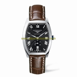 Longines Watches : L2.642.4.51.9 Automatic Black Dial Stainless Steel Case With Brown Leather Strap Men Watch