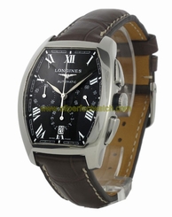 Longines Watches : L2.643.4.51.9 Automatic Black Dial Stainless Steel Case With Brown Leather Strap Men Watch