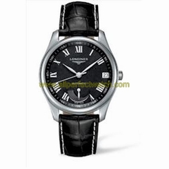 Longines Watches : L2.666.4.51.7 Automatic Black Dial Stainless Steel Case With Black Leather Strap Men Watch