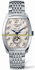 Longines Watches : L2.671.4.78.6 Automatic Polished Stainless Steel Silver With Blue Hands And Arabic Numerals, Day/date/month And Moon Phase Features Dial Polished Stainless Steel Band Men Watch