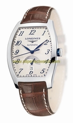 Longines Watches : L2.672.4.73.4 Automatic Polished Stainless Steel Silver With Blue Hands And Arabic Numerals, Date And Power Reserve Indicator At 6 Dial Brown Crocodile Leather Band Men Watch