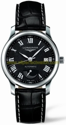 Longines Watches : L2.708.4.51.7 Automatic Roman Numerals Dial Date Black Alligator Men Watch