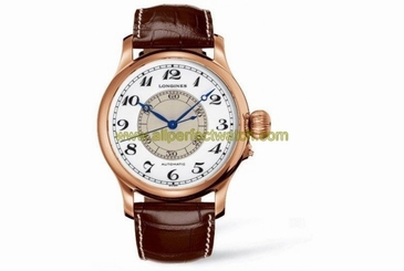 Longines Watches : L2.713.8.13.0 Automatic White Dial 18ct Rose Gold Case With Brown Leather Strap Men Watch