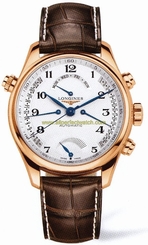 Longines Watches : L2.714.8.78.3 Automatic White Dial 18ct Rose Case With Brown Leather Strap Men Watch