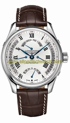 Longines Watches : L2.717.4.71.3 Automatic Retrograde Power Reserve Brown Crocodile Leather Men Watch
