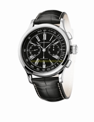 Longines Watches : L2.730.4.58.0 Automatic Chronograph Date Roman Numerals Black Leather Men Watch