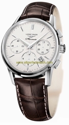Longines Watches : L2.733.4.72.2 Automatic Silver Dial Date Brown Leather Men Watch