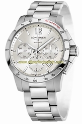 Longines Watches : L2.743.4.76.6 Automatic Brushed And Polished Stainless Steel Silver Chronograph With Index Hour Markers Dial Brushed And Polished Stainless Steel Band Men Watch