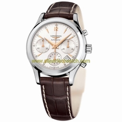 Longines Watches : L2.750.4.76.2 Automatic Silver Dial Date Brown Leather Men Watch